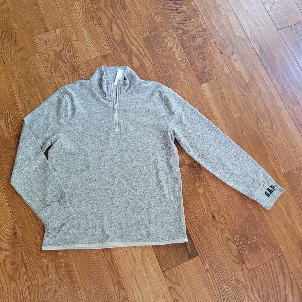 New GAP Kids Gray Zip Pullover Cotton Top Sweater Size XL - Picture 3 of 6